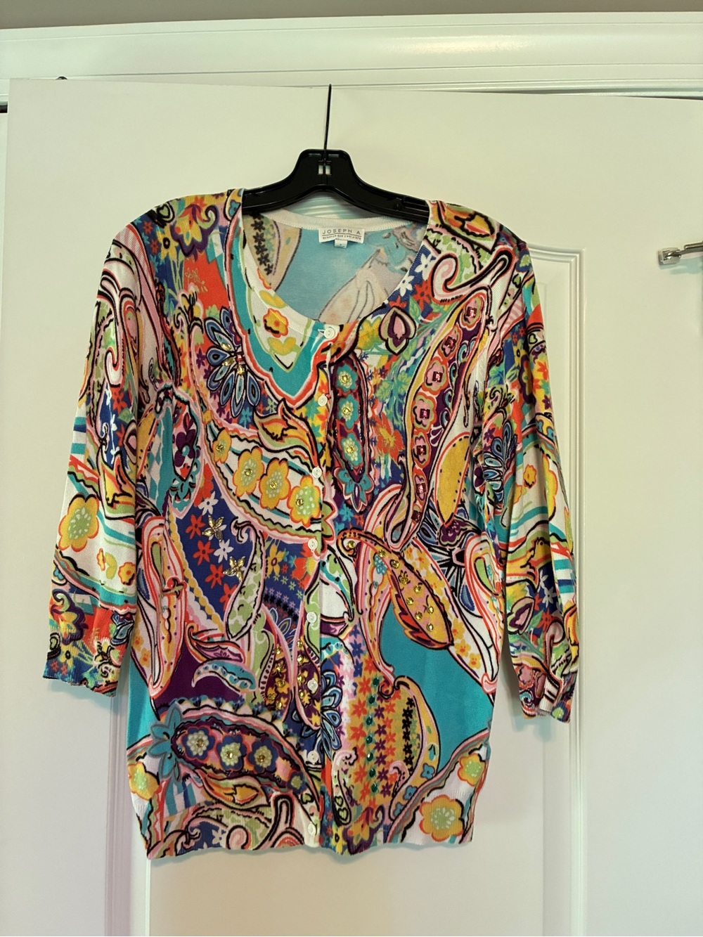 Colorful Paisley Print Button Cardigan